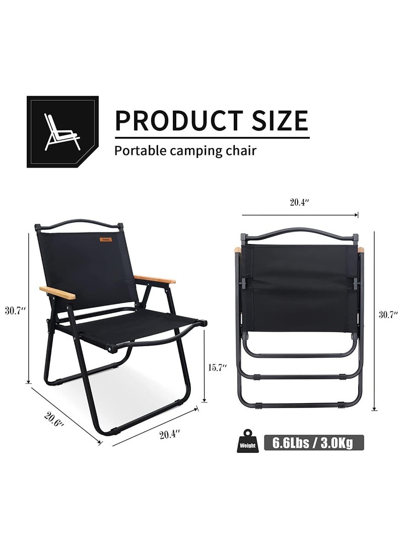 كرسي تخييم كويينج، كرسي قابل للطي في الهواء الطلق، كرسي شاطئ خفيف الوزن محمول للتخييم في الهواء الطلق، والسفر، والنزهة، والمشي لمسافات طويلة، والرحلات الخلفية، يدعم 420 رطلاً مع حقيبة حمل (أسود) - Image 3