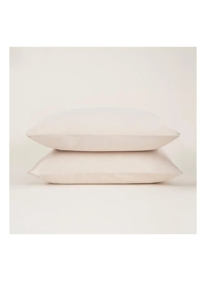 Solid Cream 2-Piece Cotton Satin Pillowcase.