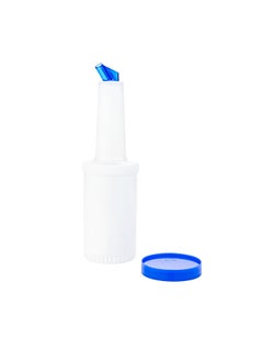 Restaurantware Restaurantware-1 qt Plastic Quick Pour Storage Container Bottle - with Blue Spout and Lid - Bar Storage Bottle - 3 1/2" x 3 1/2" x 13" - 1ct Box - Bar Lux  - Image 1