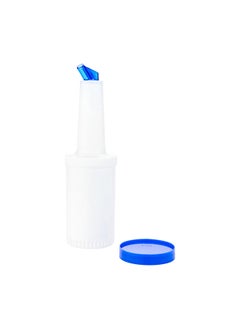 Restaurantware Restaurantware-1 qt Plastic Quick Pour Storage Container Bottle - with Blue Spout and Lid - Bar Storage Bottle - 3 1/2" x 3 1/2" x 13" - 1ct Box - Bar Lux  - Image 4