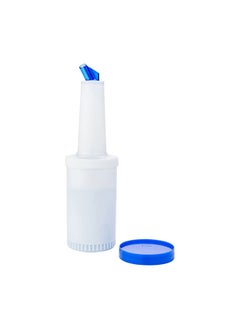 Restaurantware Restaurantware-1 qt Plastic Quick Pour Storage Container Bottle - with Blue Spout and Lid - Bar Storage Bottle - 3 1/2" x 3 1/2" x 13" - 1ct Box - Bar Lux  - Image 5