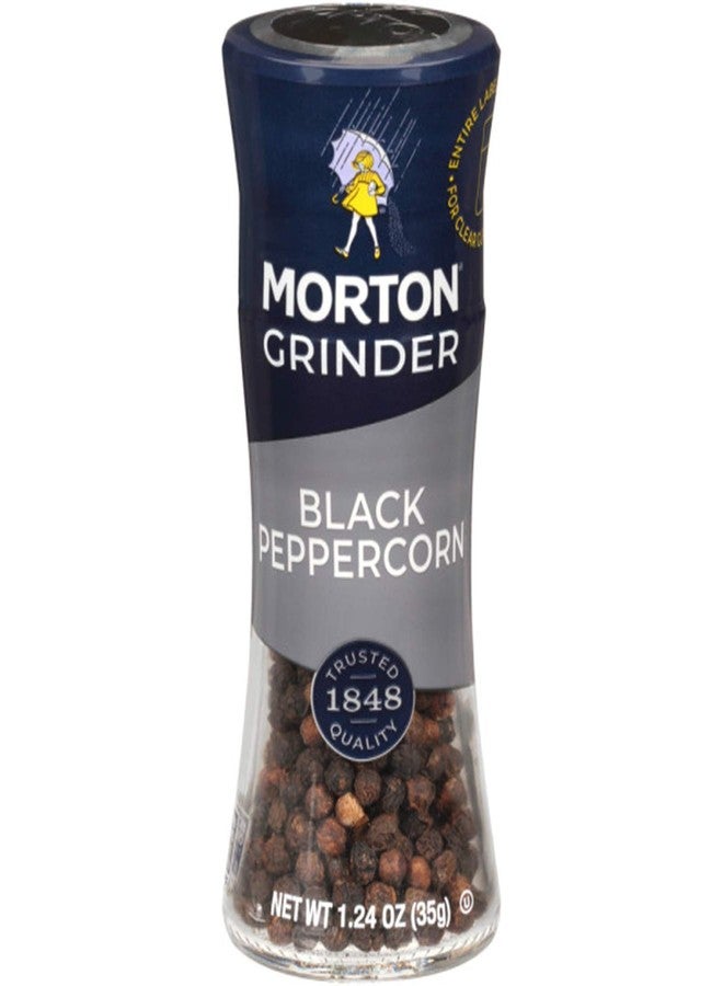 Morton Adjustable Refillable Grinder, Fill With Whole Peppercorns for Grinders, Black Pepper, 1.24 Ounce (Pack of 1)