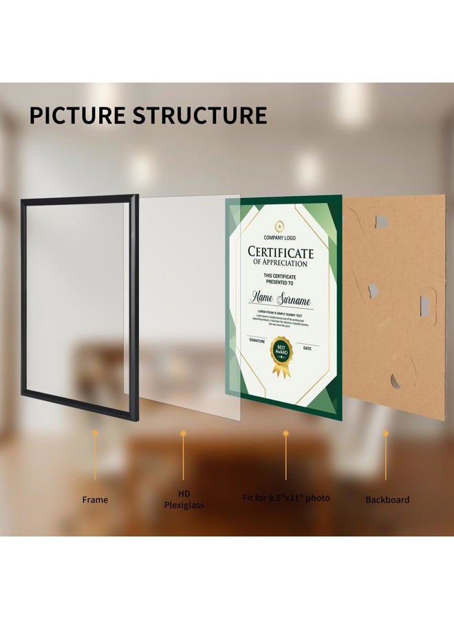 MEBRUDY إطار دبلوم 8.5x11 مجموعة من 6، إطار صورة 8.5 × 11 بالجملة، إطار شهادة وثيقة درجة للتعليق على الحائط أو العرض على الطاولة، أسود - Image 4
