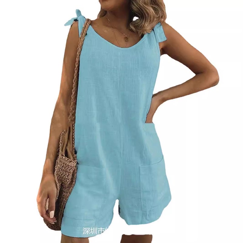 Women's Linen Blend Jumpsuit with Pockets - Image 5