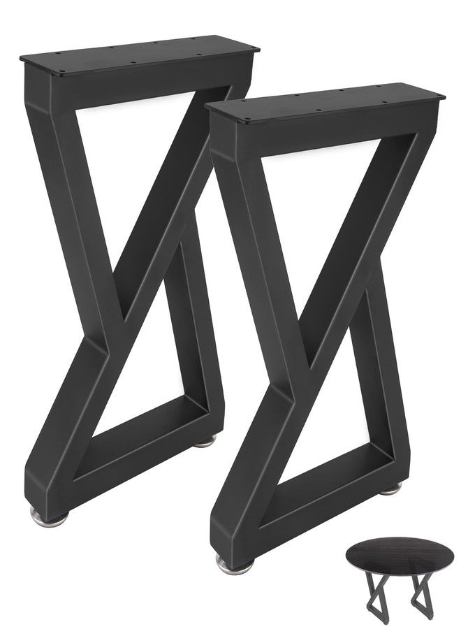 GDDGHS 16 Inch Coffee Table Legs Metal, Heavy Duty Metal Bench Legs Black, Metal Table Legs Set of 2 (16" H x 12W) - Image 1