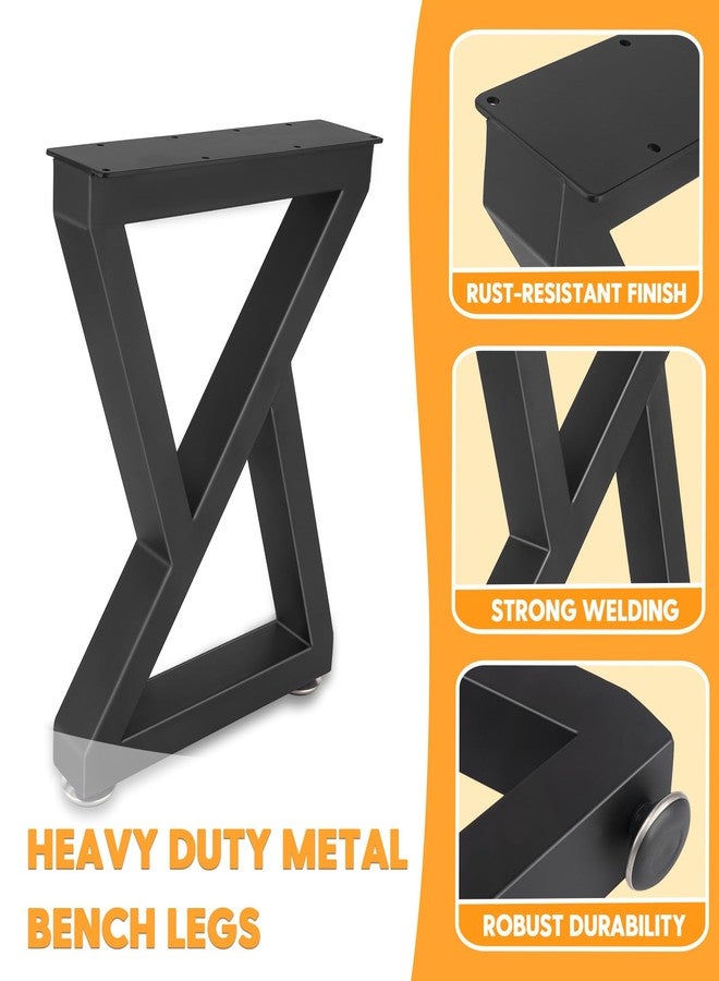 GDDGHS 16 Inch Coffee Table Legs Metal, Heavy Duty Metal Bench Legs Black, Metal Table Legs Set of 2 (16" H x 12W) - Image 3
