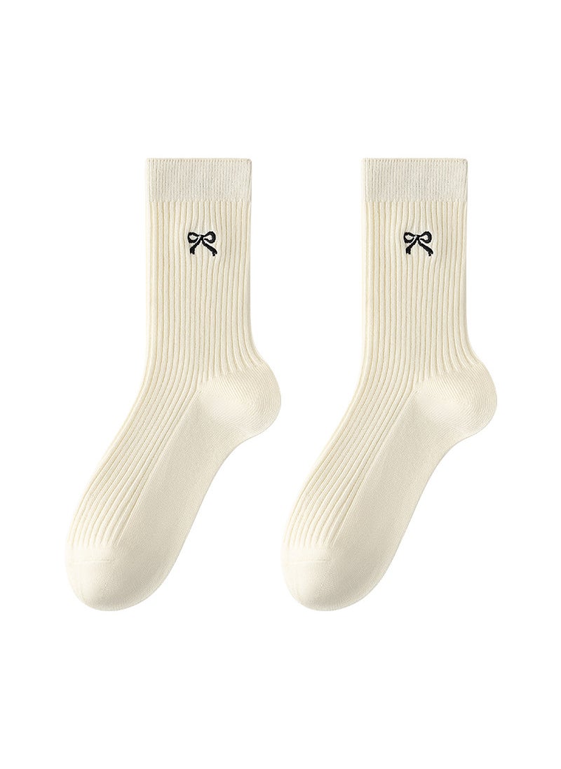 Generic - Autumn Winter Mid-Calf Socks Milk white - Image 1