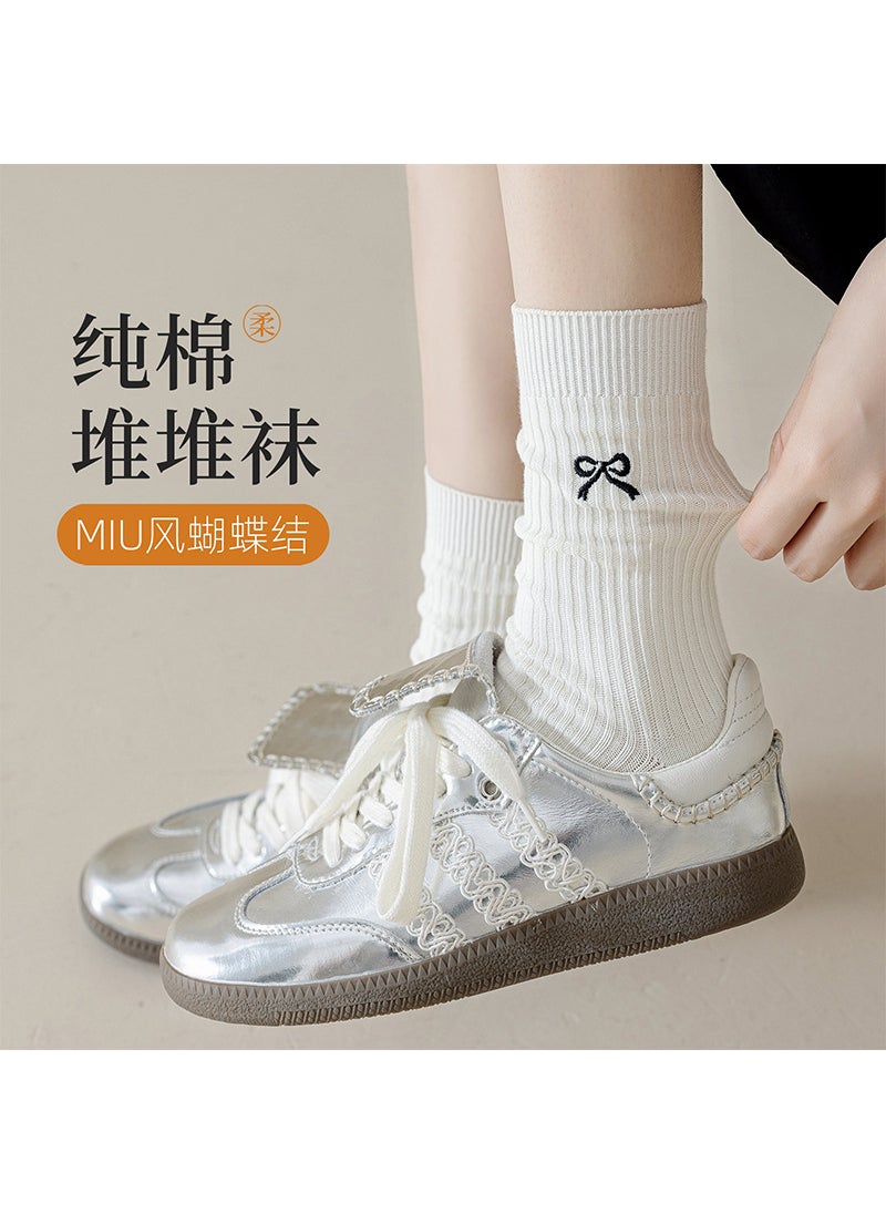 Generic - Autumn Winter Mid-Calf Socks Milk white - Image 1