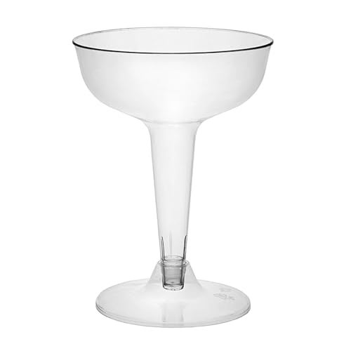 Party Essentials Disposable Hard Plastic Two Piece 4 oz. Toasting Cocktail Cups, 50-Count, Clear Champagne Glasses - Image 1
