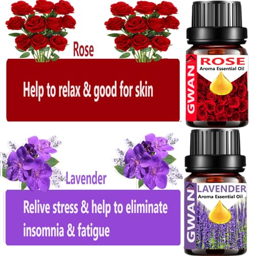 Gwan Aroma Oil for Home Fragrance | Best for Aromatherapy | Helps in Meditation | Used in Diffusers, Candles, Air Fresheners, Soaps, Humidifier, Diffuser |Rose, Lavender, 10 ml Each - Set of 2 - Image 2