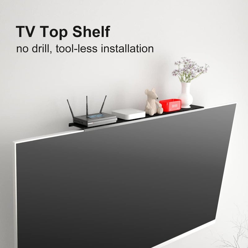 Bracwiser No Drill TV Top Shelf 24 inch Wide for Thin Monitor TV Top Mounting Bracket Platform Holds Speaker, AV Receiver, Media Box, Game Console and More (CS106LMINI) - Image 3