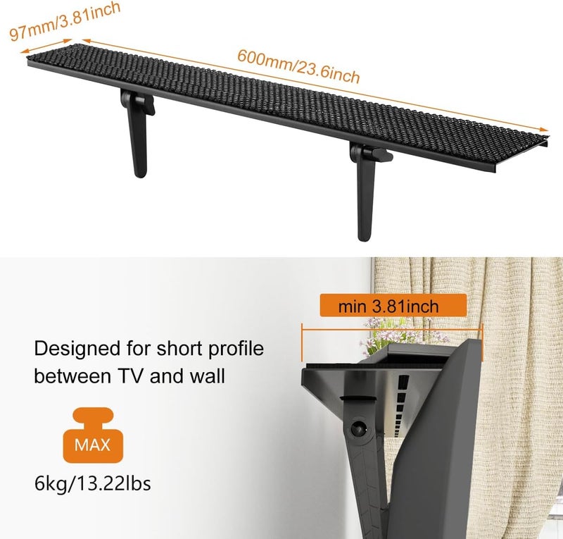 Bracwiser No Drill TV Top Shelf 24 inch Wide for Thin Monitor TV Top Mounting Bracket Platform Holds Speaker, AV Receiver, Media Box, Game Console and More (CS106LMINI) - Image 2