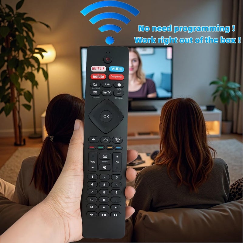Replacement Remote Control Compatible for Philips Android Smart TV 43PFL5604/F7 55PFL5766/F7 50PFL5766/F7 55PFL5604/F7A 65PFL5766/F7 65PFL5604/F7A 65PFL5704/F7A 75PFL5704/F7 - Image 2