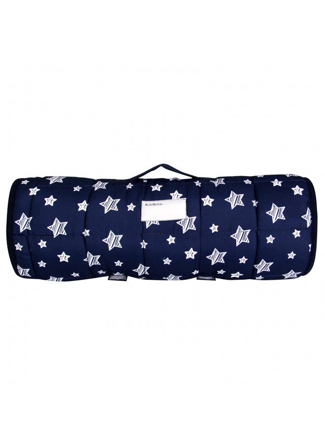 Moonsea Moonsea Toddler Nap Mat Boy Navy with Pillow and Fleece Minky Blanket, Lightweight and Soft Perfect for Kids Preschool, Daycare, Travel Sleeping Bag for Boys, 21" x 50" Fit on a Standard Cot  - Image 4