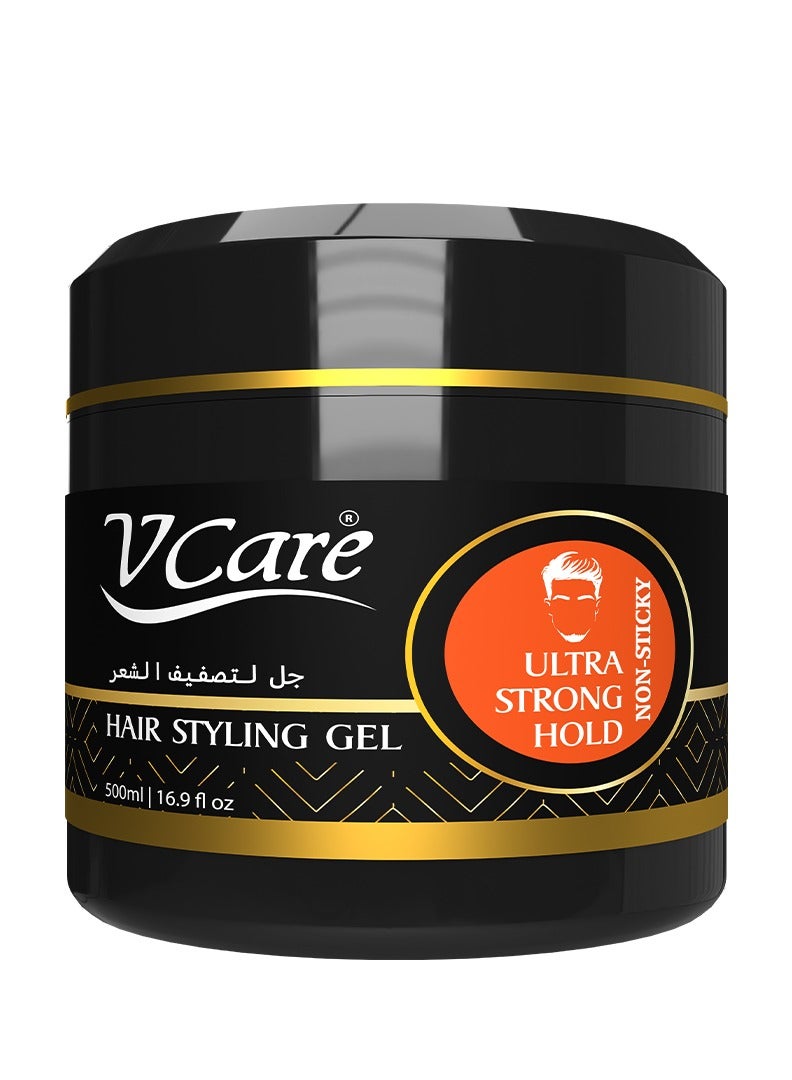 VCare V Care 500ml Professional Hair Gel,With Glycerin & Castor Oil,Ultra Strong Hold Styling,Refreshing Fragrance,Non Sticky  - Image 1
