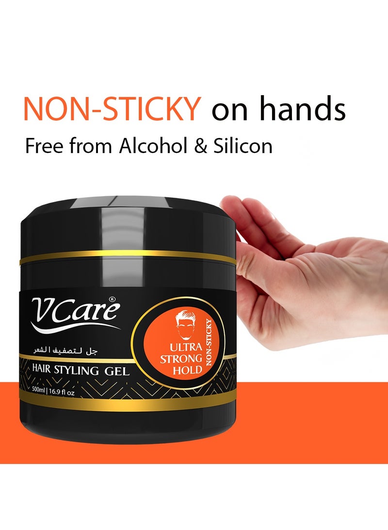 VCare V Care 500ml Professional Hair Gel,With Glycerin & Castor Oil,Ultra Strong Hold Styling,Refreshing Fragrance,Non Sticky  - Image 3