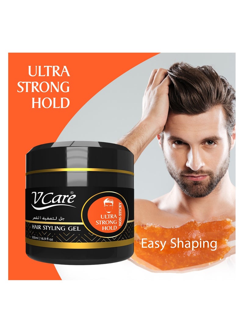 VCare V Care 500ml Professional Hair Gel,With Glycerin & Castor Oil,Ultra Strong Hold Styling,Refreshing Fragrance,Non Sticky  - Image 4
