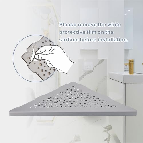 HIDROP 10" Brushed Nickel Corner Shower Shelf, No Drill 304 Stainless Steel Recessed Shower Shelves Grout in Corner Tile Bathroom Shelves for Tiled Wall,2 Pack - Image 5