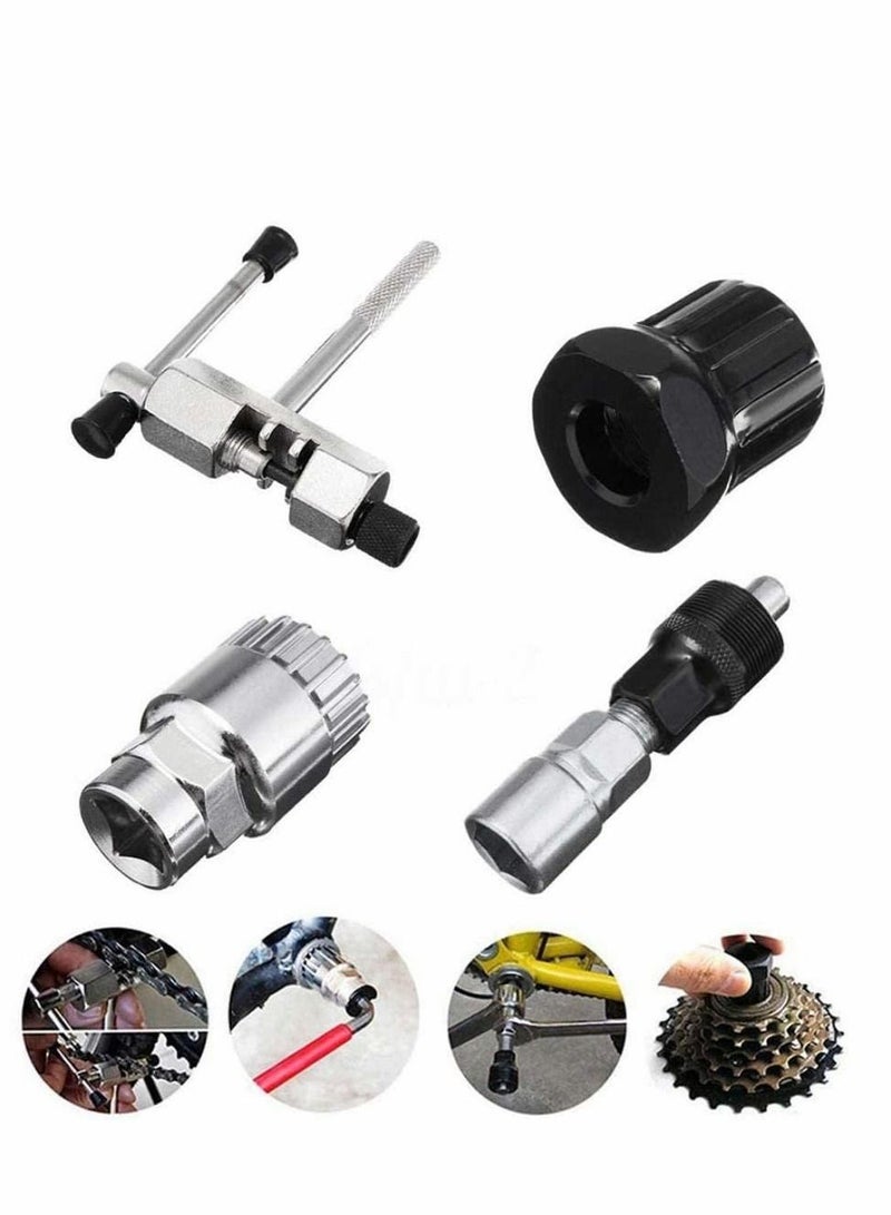 5 in 1 Bike Repair Tool Set, Chain Whip Wheel Sprocket Removal Tool Crank Puller Bottom Bracket Remover Freewheel Box Remover Chain Breaker - Image 4