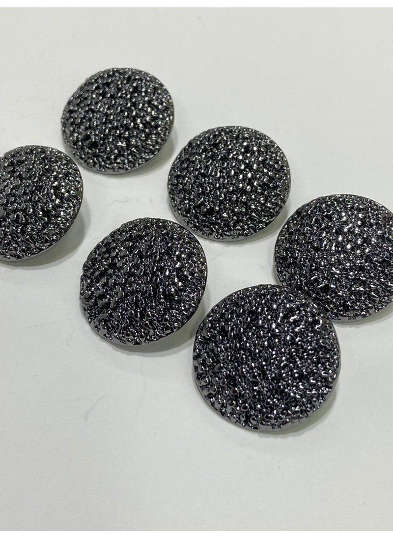 Karan Tuhafiye Karan Haberdashery Cardigan Vest Button / Design Button / Special Coated Button / Anthracite Set of 6 / 1.7 cm  - Image 1
