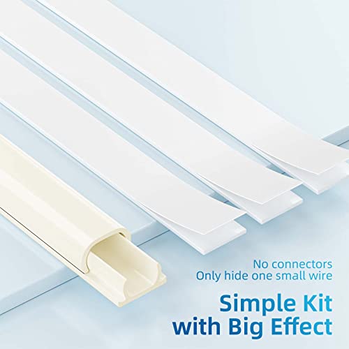 Yecaye 128in Wall Cord Hider for 1 Mini Wire, On-Wall Cord Cover Channel, Wire Concealer, Cable Cover Cable Management for Home Office, W0.5in H0.31in, Beige - Image 3