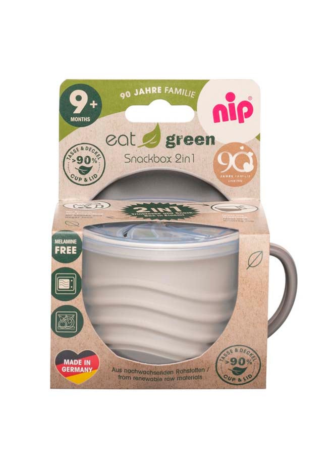 nip 2In1 Snack Box With Silicone Cover, Extra-Light And Ergonomic, Break-Proof, Microwave And Dishwasher Friendly, Bio-Based Plastic, Grey 250Ml - Image 4