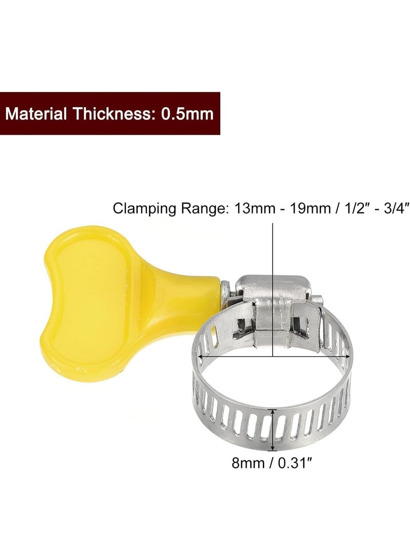 VITION 12pcs Steel Hose Clamps, 13-19mm Adjustable Pipe Clips with Plastic Handle for Securing Connections Gas Lines, Water, Oil Pipes - Image 2