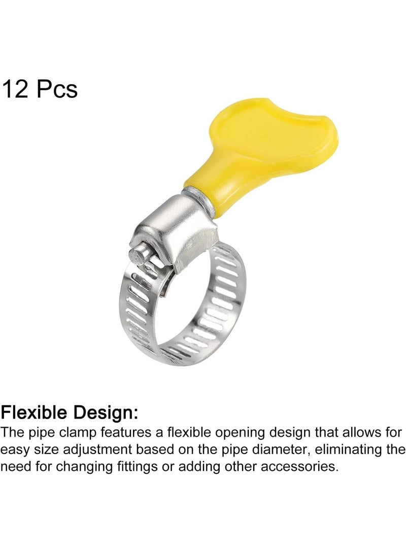 VITION 12pcs Steel Hose Clamps, 13-19mm Adjustable Pipe Clips with Plastic Handle for Securing Connections Gas Lines, Water, Oil Pipes - Image 3