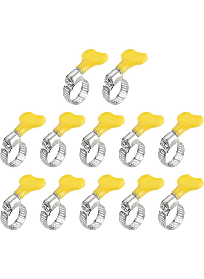 VITION 12pcs Steel Hose Clamps, 13-19mm Adjustable Pipe Clips with Plastic Handle for Securing Connections Gas Lines, Water, Oil Pipes - Image 1