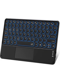 Duhalıne Samsung Galaxy Tab Active Pro SM-T547 Compatible Rechargeable Round Key RGB Bluetooth Keyboard with Touchpad