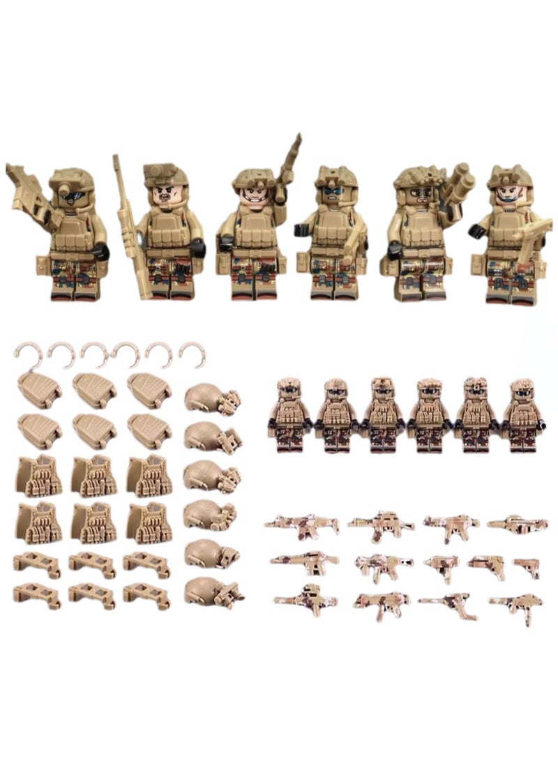 Children's Toy Wolf Warrior Special Forces Character Model Small Particle Building Block Toy Ornaments (6 Pieces)  - Image 1