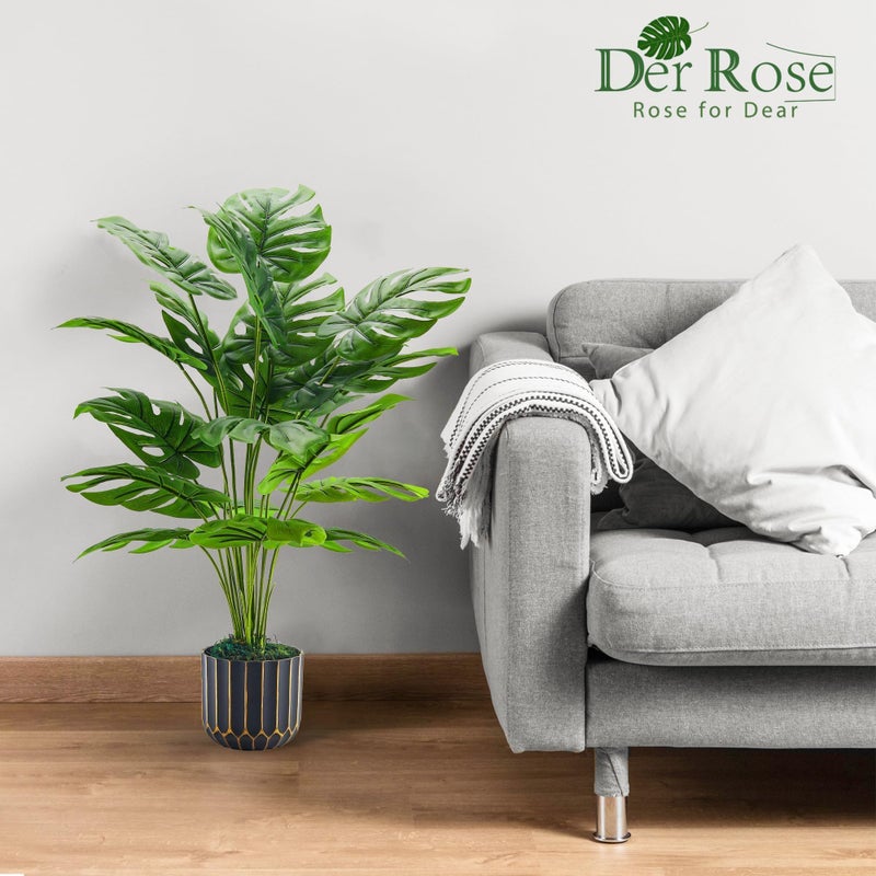 Der Rose 28'' Fake Plants Tall Artificial Monstera Faux Plants Indoor Outdoor Tree for Living Room Home House Decor - Image 4