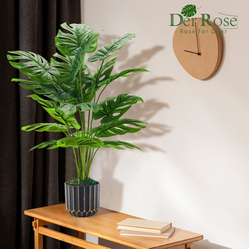 Der Rose 28'' Fake Plants Tall Artificial Monstera Faux Plants Indoor Outdoor Tree for Living Room Home House Decor - Image 5