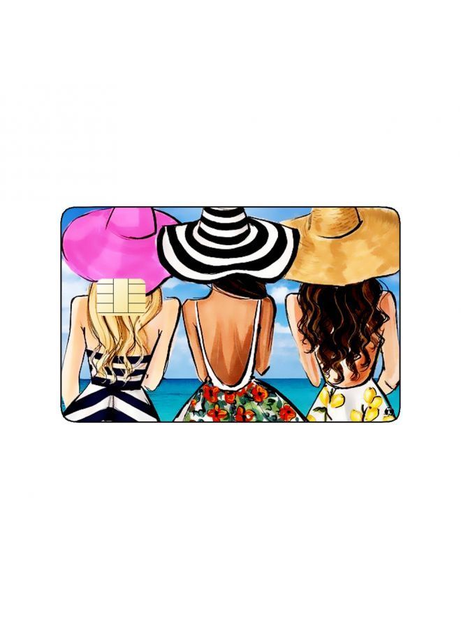 RKN PRINTED BANK CARD STICKER Beautiful Women Drawing With Hats By The Sea - Image 2
