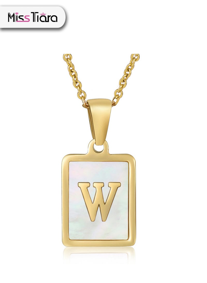 MissTiara - Capital Letter A-Z Initial Chain Necklace For Girls Women Stainless Steel Square Charm A-Z Alphabet Pendant Necklace Good idea for birthday gifts graduation commemorations or classmate gifts - Image 1