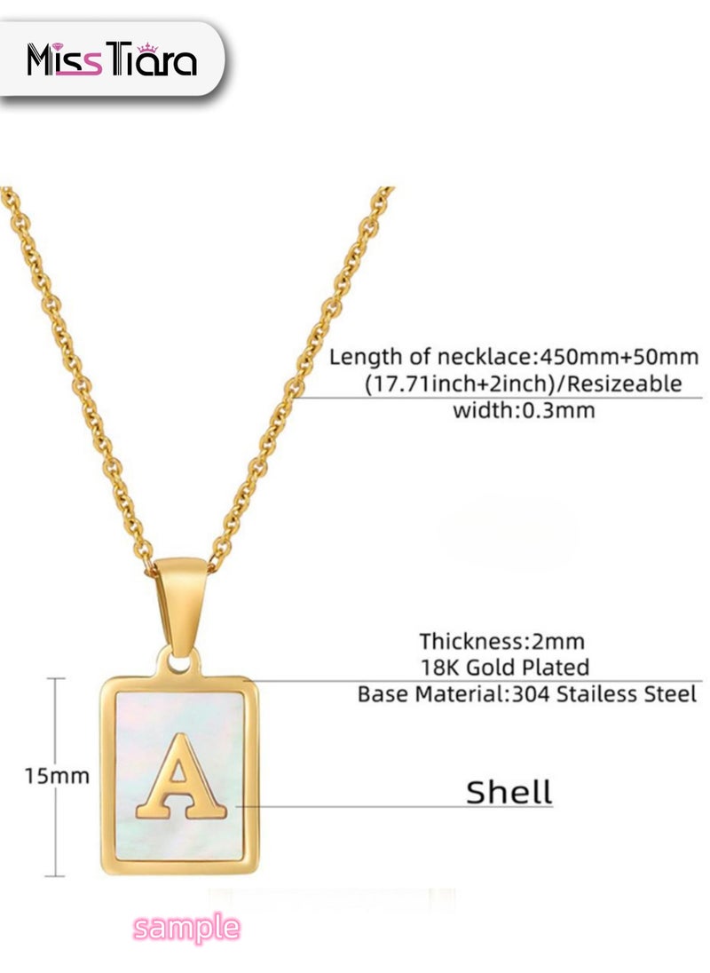 MissTiara - Capital Letter A-Z Initial Chain Necklace For Girls Women Stainless Steel Square Charm A-Z Alphabet Pendant Necklace Good idea for birthday gifts graduation commemorations or classmate gifts - Image 1