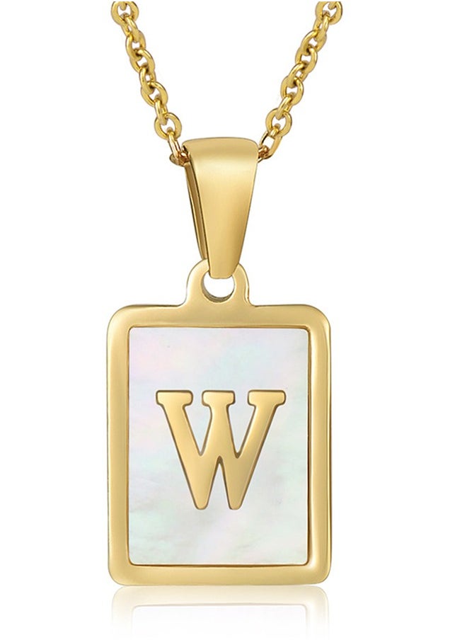 MissTiara - Capital Letter A-Z Initial Chain Necklace For Girls Women Stainless Steel Square Charm A-Z Alphabet Pendant Necklace Good idea for birthday gifts graduation commemorations or classmate gifts - Image 1