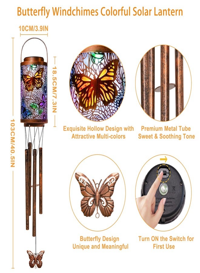Go2garden Butterfly Solar Wind Chimes for Outside, Solar Lanterns Outdoor Decorative Metal Hanging Lights for Garden, Patio, Yard, (1Pack) - Image 5