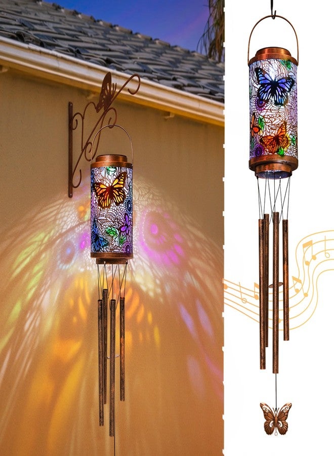 Go2garden Butterfly Solar Wind Chimes for Outside, Solar Lanterns Outdoor Decorative Metal Hanging Lights for Garden, Patio, Yard, (1Pack) - Image 1