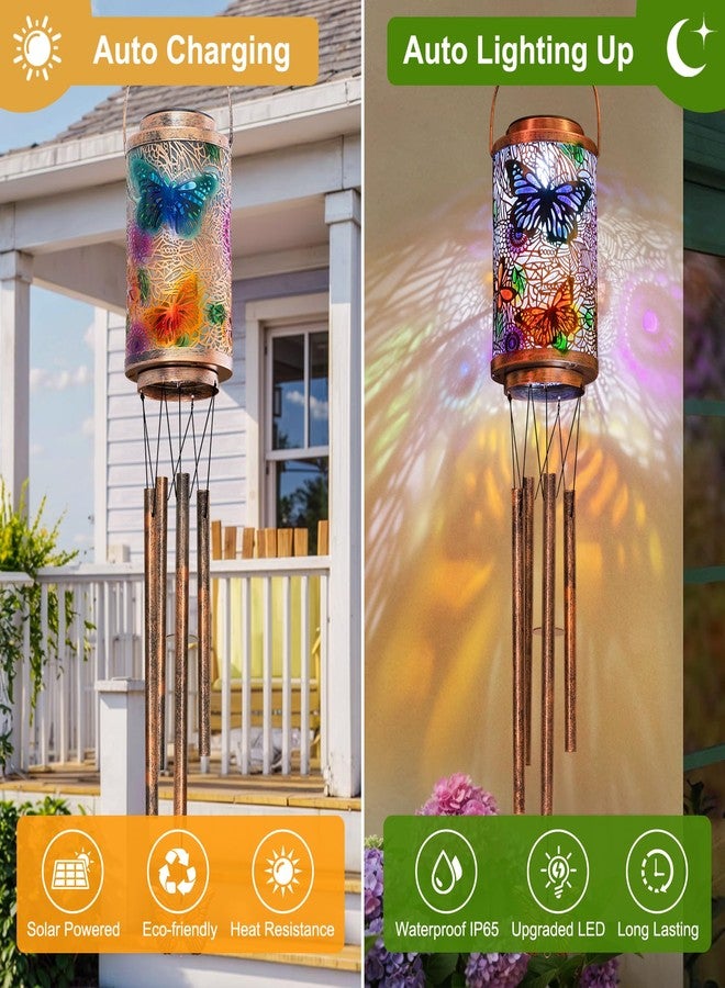 Go2garden Butterfly Solar Wind Chimes for Outside, Solar Lanterns Outdoor Decorative Metal Hanging Lights for Garden, Patio, Yard, (1Pack) - Image 4