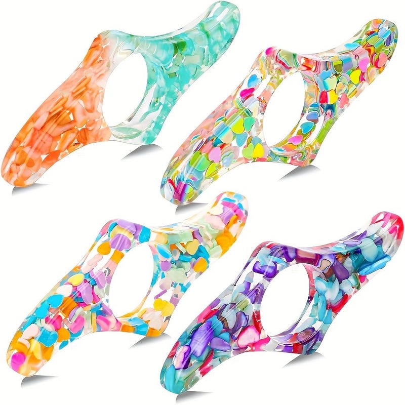 4pc Acrylic Resin Transparent Bookmarks Thumb Book Holder Reading Gift - Image 1