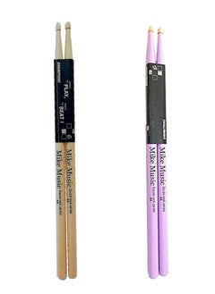Mike Music 2 Pair Drum Sticks, 5A Classic Maple Drumsticks for Adults Kids and Beginners Wooden Drum Stick 