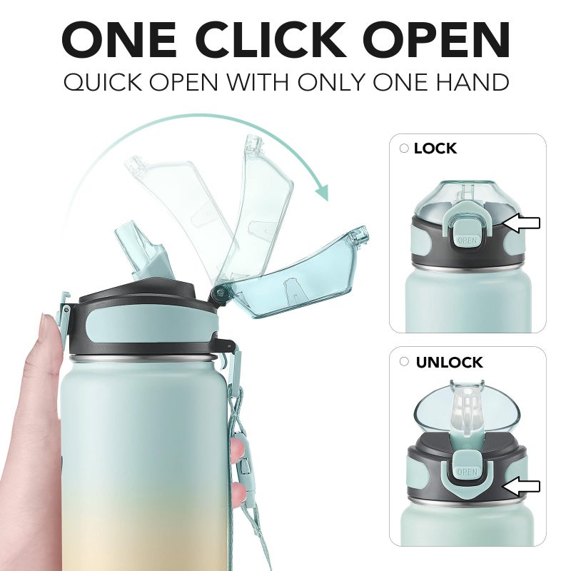 Enerbone 32 oz Insulated Water Bottle, Stainless Steel Bottle with Carrying Strap, Double-Wall Vacuum Insulation Design, Leakproof Sports Bottle with Straw, Keep Drinks Cold or Hot for Hours - Image 3