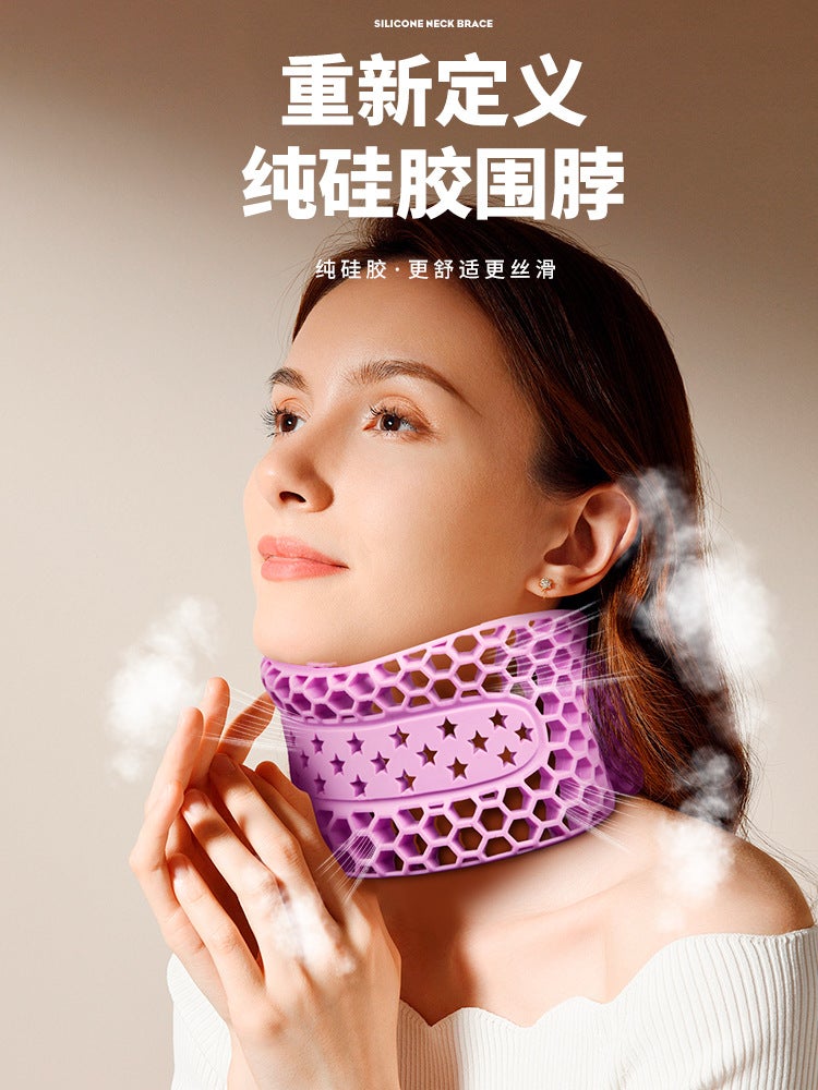 Neck Brace For Forward Head Posture Correction, Honeycomb-Shaped Silicone Support For Cervical Spine, Anti-Head Drooping Neck Brace For Use - Image 3