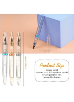 SYOSI 3PCS Inkless Magic Pencil, Infinity Reusable Pencil for Writing with Extra 3 Lead Refills, Replaceable Nib Inkless Pencils for Drawing, Drafting, Home Office School Supplies-Silver Starry Sky  - Image 3
