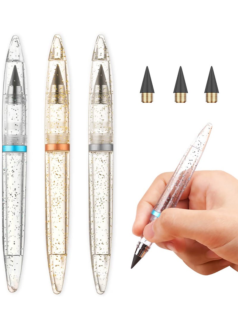 SYOSI 3PCS Inkless Magic Pencil, Infinity Reusable Pencil for Writing with Extra 3 Lead Refills, Replaceable Nib Inkless Pencils for Drawing, Drafting, Home Office School Supplies-Silver Starry Sky  - Image 1