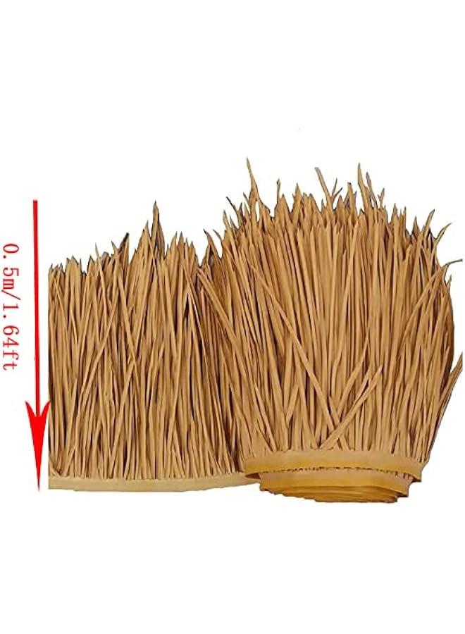 Generic Tiki Bar Roof Artificial Mexican Palm Runner Roll Thatch Tile,Serve You for 10 Years,Straw Roof for Tiki Bar Garden Patio Gazebos Wall Decoration(Size:19.6''H*39.3''L,Color:Yellow B)  - Image 2