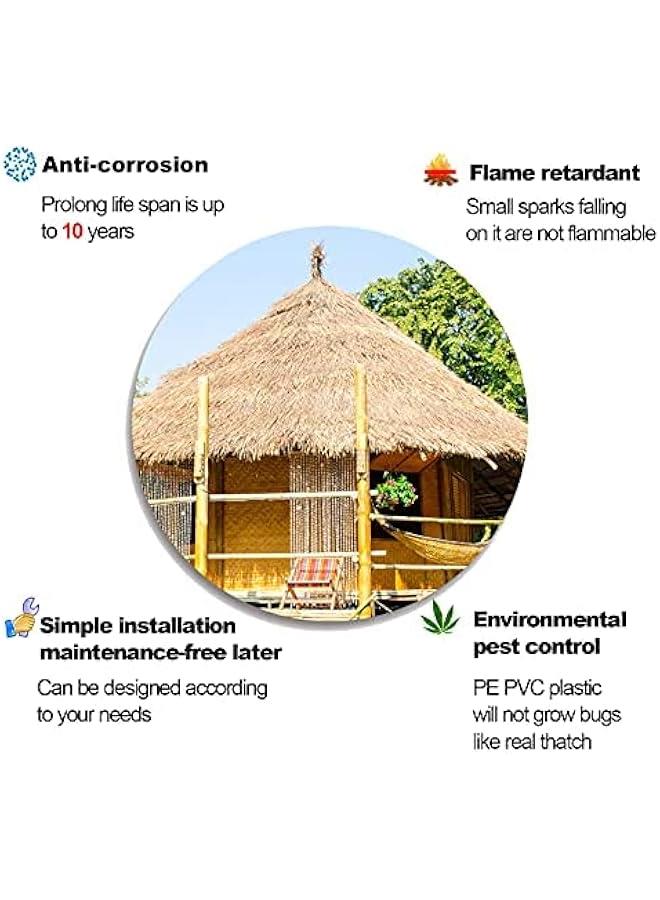 Generic Tiki Bar Roof Artificial Mexican Palm Runner Roll Thatch Tile,Serve You for 10 Years,Straw Roof for Tiki Bar Garden Patio Gazebos Wall Decoration(Size:19.6''H*39.3''L,Color:Yellow B)  - Image 4