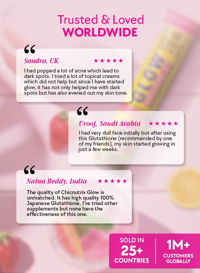 CHICNUTRIX غلو - جلوتاثيون ياباني وفيتامين سي لبشرة متألقة وموحدة اللون - 10 أقراص فوارة، بنكهة الفراولة والليمون - Image 5