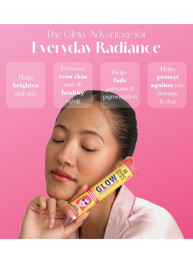 CHICNUTRIX Glow - Japanese Glutathione & Vit. C for skin radiance & even tone - 10 Effervescent Tablets, Strawberry-Lemon flavour - Image 2